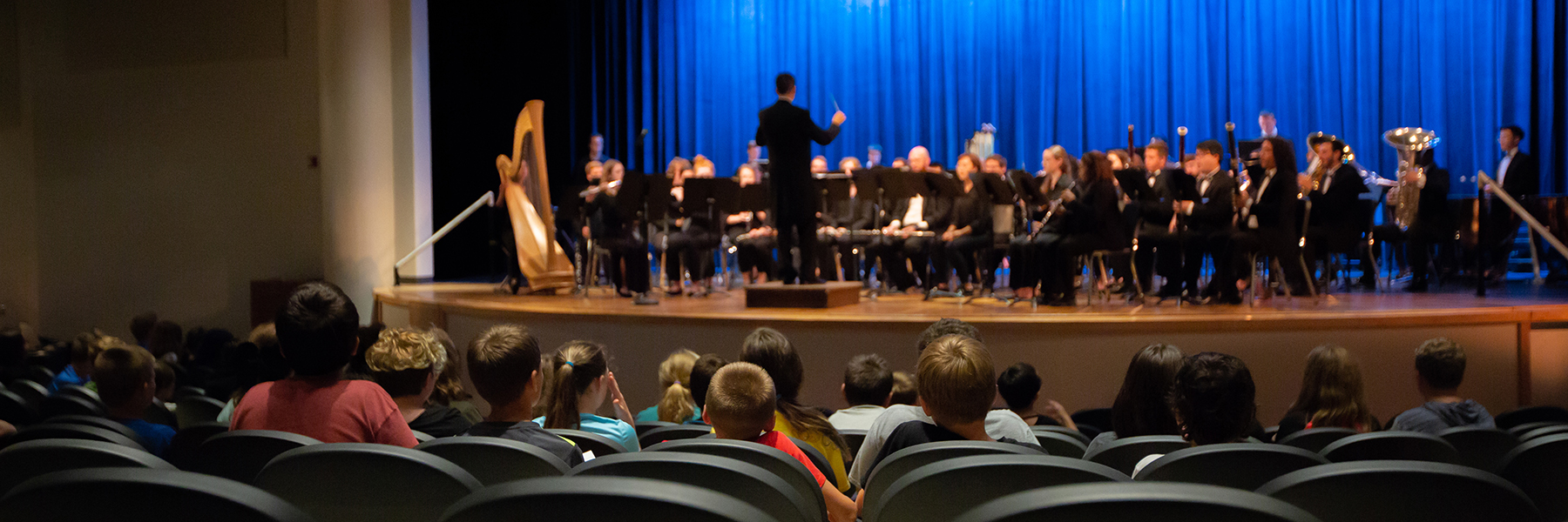 IU Jacobs School of Music band performs for students in Brown County, Indiana.